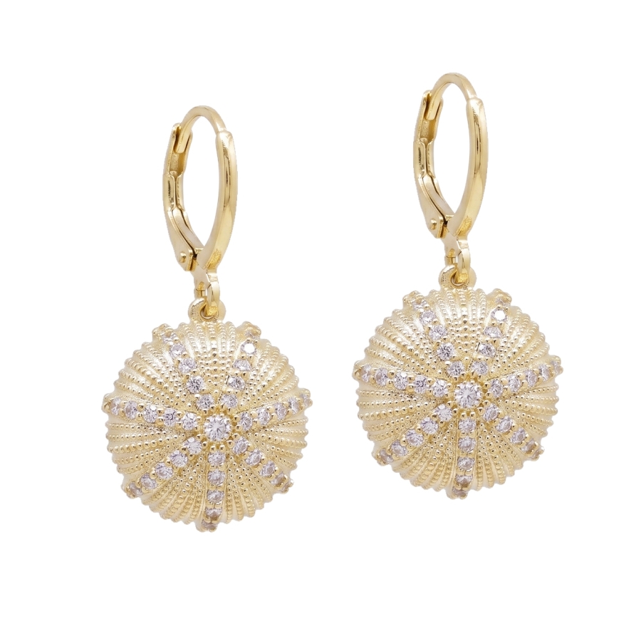 MINI CREOLES OURSIN ZIRCO DEESSE DORE OR FIN 24K