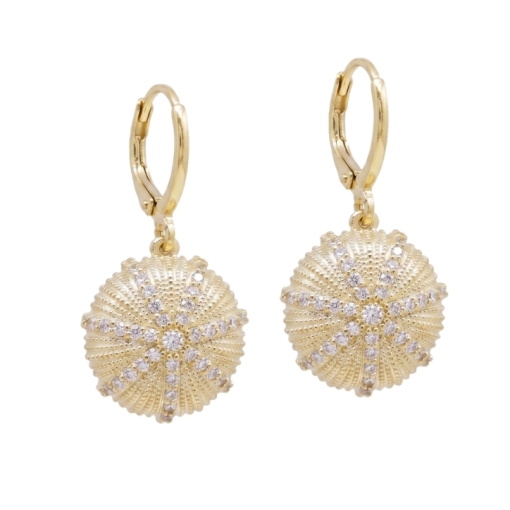 MINI CREOLES OURSIN ZIRCO DEESSE DORE OR FIN 24K