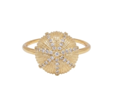 BAGUE OURSIN ZIRCO DEESSE PLAQUE OR 24K