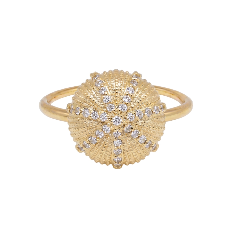 BAGUE OURSIN ZIRCO DEESSE PLAQUE OR 24K
