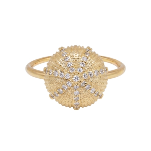 BAGUE OURSIN ZIRCO DEESSE PLAQUE OR 24K
