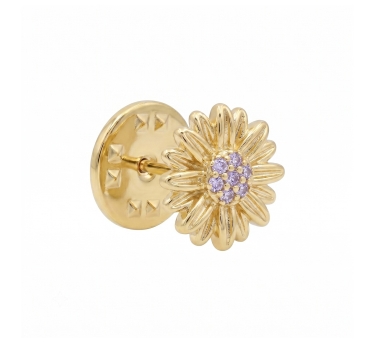 PINS BROCHE TOURNESOL ZIRCO DORE OR FIN 24K