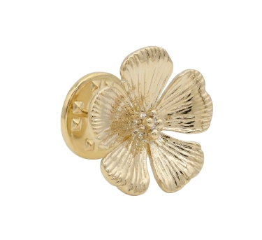 Broche pin's Hibiscus dorée or fin 24K ile maurice