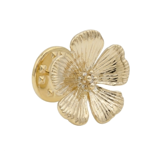 Broche pin's Hibiscus dorée or fin 24K ile maurice