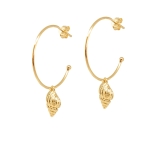BOUCLES ANNEAUX TRITON DORE OR FIN 24K