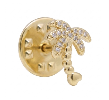 Broche pin's Little Palm Zirco dorée or fin 24K ile maurice