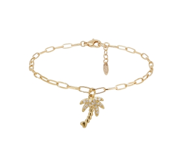 Bracelet Little Palm Zirco doré or fin 24K ile maurice
