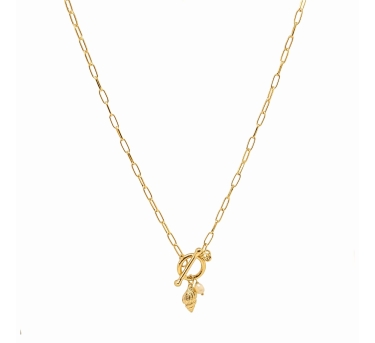 CHAINE QUEEN TRITON PERLE D'EAU DORE OR FIN 24K