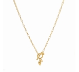 CHAINE QUEEN TRITON PERLE D'EAU DORE OR FIN 24K