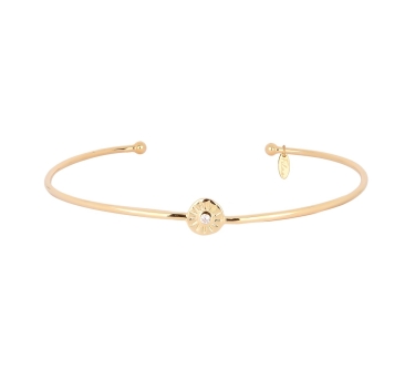 JONC SOLEIL ZIRCONIUM WHITE DORE OR FIN 24K