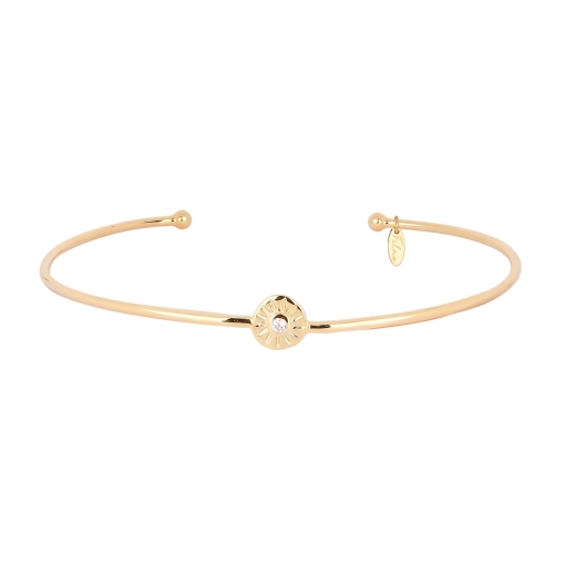 JONC SOLEIL ZIRCONIUM WHITE DORE OR FIN 24K