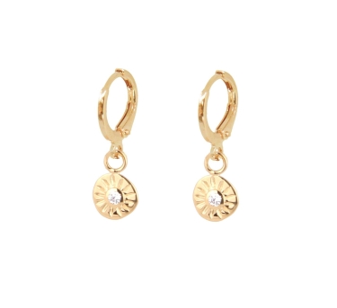 CREOLES SOLEIL ZIRCO WHITE DORE OR FIN 24K