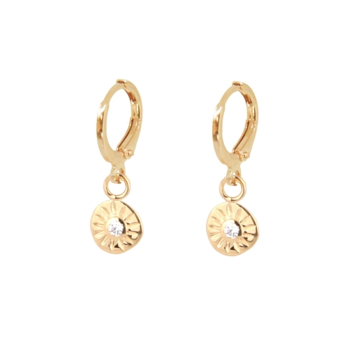 CREOLES SOLEIL ZIRCO WHITE DORE OR FIN 24K