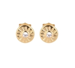 PUCES SOLEIL ZIRCO WHITE DORE OR FIN 24K
