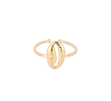 BAGUE BONHEUR ZIRCO PLAQUE OR 24K