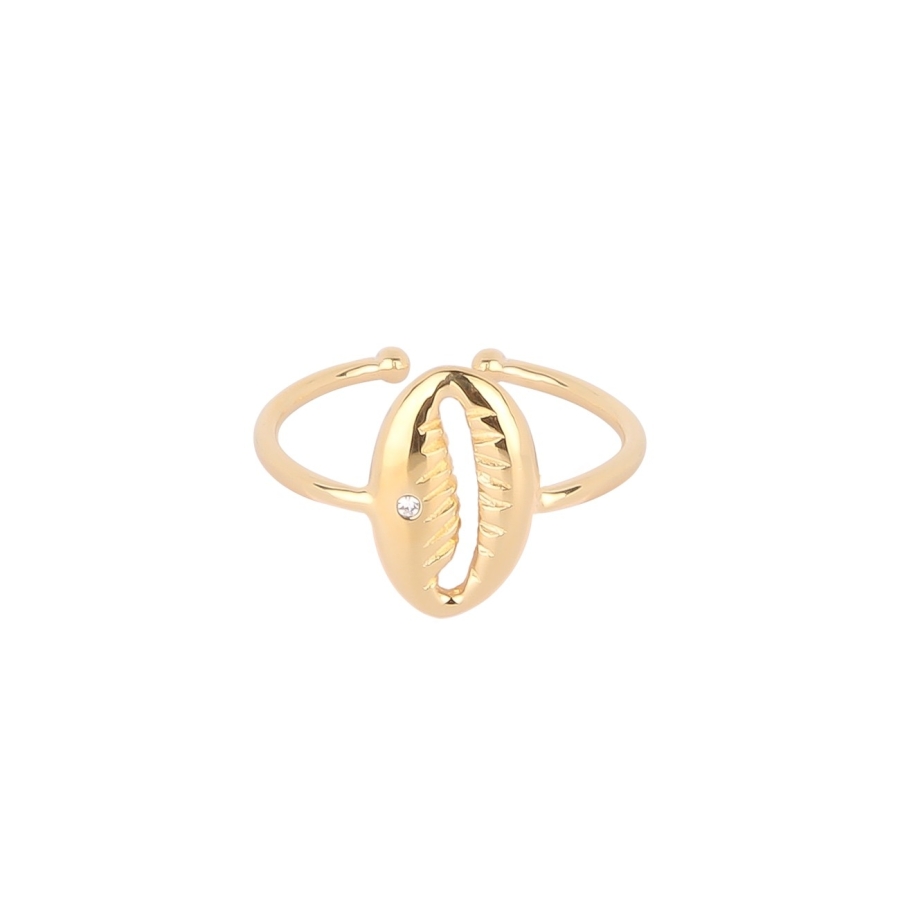 BAGUE BONHEUR ZIRCO PLAQUE OR 24K