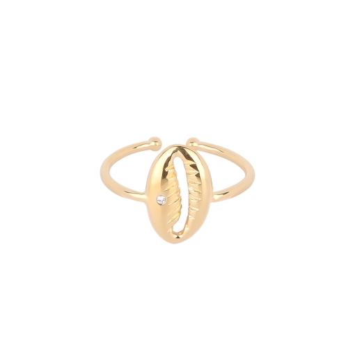 BAGUE BONHEUR ZIRCO PLAQUE OR 24K