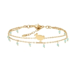 BRACELET DOUBLE LITTLE Dodo AMAZONITE DORE OR FIN 24K