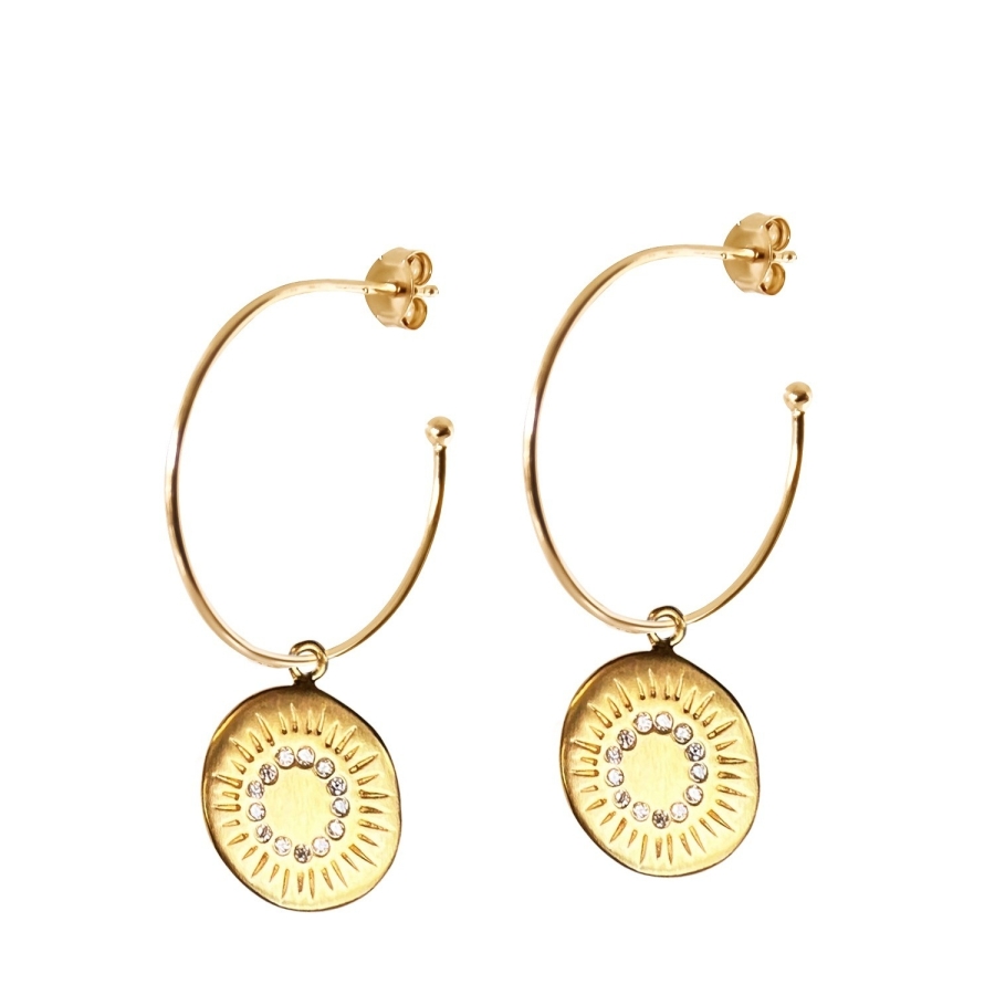 BOUCLES ANNEAUX GLOW ZIRCONIUM DORE OR FIN 24K