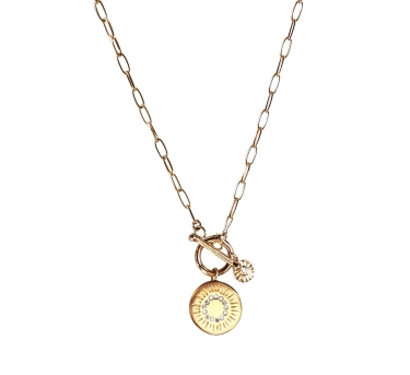 CHAINE GLOW & SUN ZIRCONIUM 49CM DORE OR FIN 24K