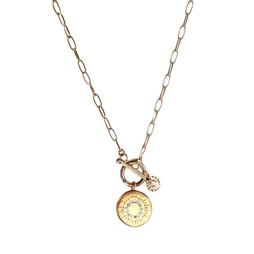 CHAINE GLOW & SUN ZIRCONIUM 49CM DORE OR FIN 24K