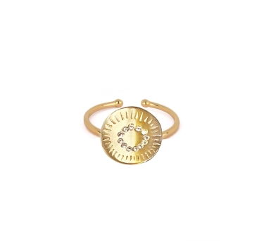 BAGUE GLOW ZIRCONIUM PLAQUE OR FIN 24K