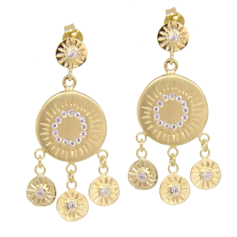 BOUCLES GLOW AND SUN CLEAR ZIRCO DORE OR FIN 24K