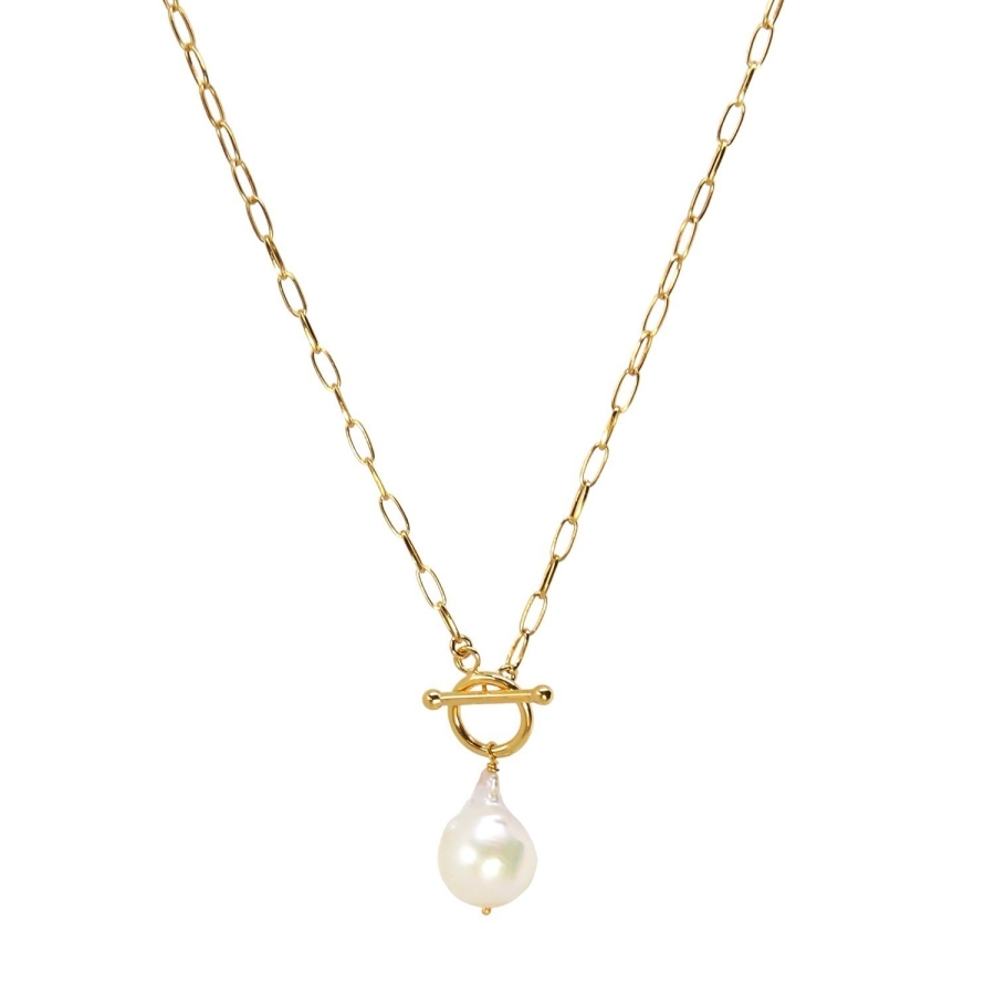CHAINE DREAM QUEEN WHITE PEARL DORE OR FIN 24K
