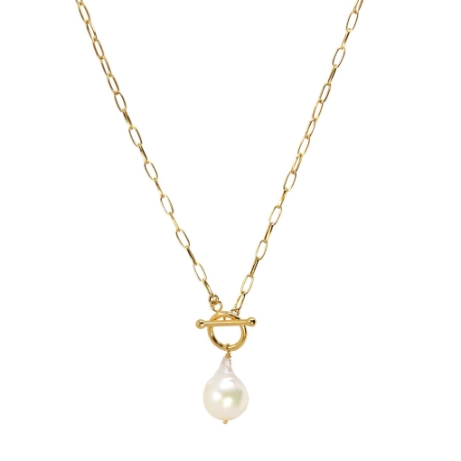CHAINE DREAM QUEEN WHITE PEARL DORE OR FIN 24K