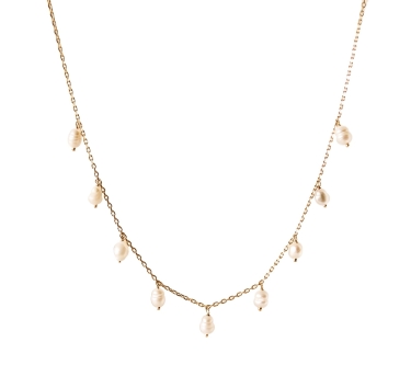 CHAINE DREAM RICE WHITE PEARL DORE OR FIN 24K