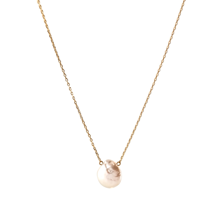 CHAINE DREAM DROP WHITE PEARL DORE OR FIN 24K